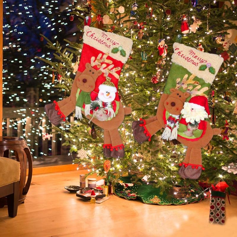 

Christmas Decorations Stocking 22" Big Xmas Stockings 3D Santa Snowman Reindeer Gift Bags