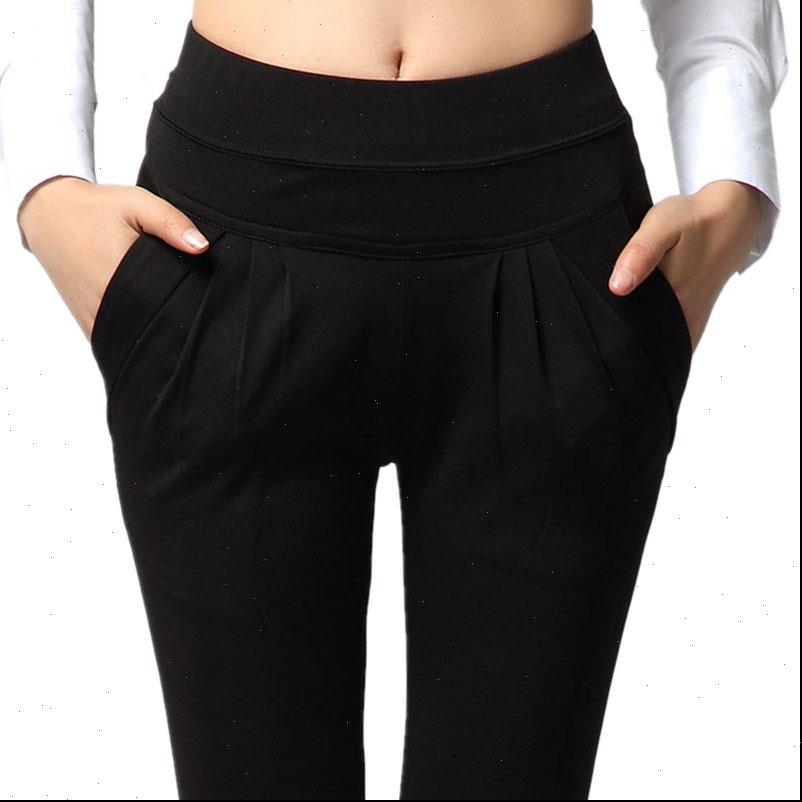

normov 2 women capris colors womens casual harem pants fashion solid loose mid waist plus size long trousers slim female, Black;white