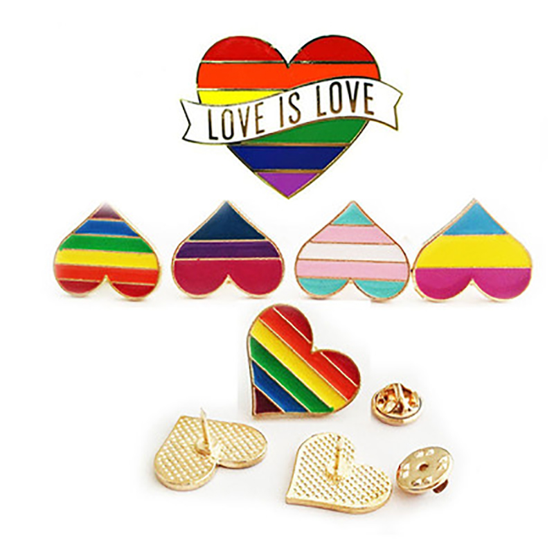 

Rainbow Heart Enamel Brooches For Women Men Gay Pride Lesbian Lapel Pins Badge Love Is Love' LGBT Les Brooche Pin Fashion Jewelry Accessories