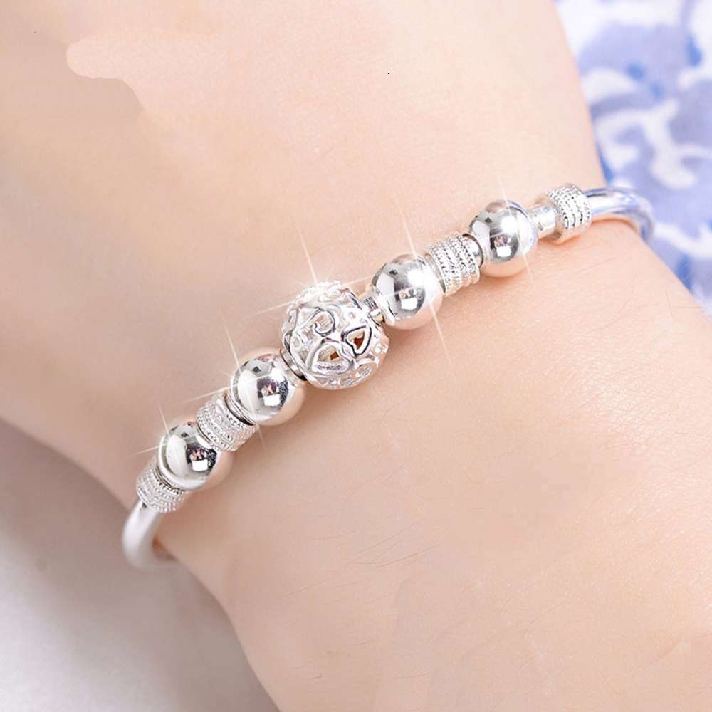 

link 3 Style 925 Sterling Silver Lucky Charm Bracelet Manchet For Women Bracelets Jewelry Pulseira, Black