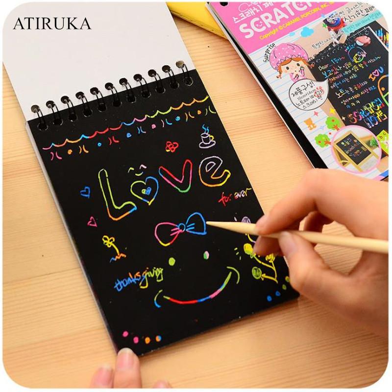 

notepads 1pc scratch note children's creative diy painting colorful graffiti notebook environmental friendly puzzle, Purple;pink