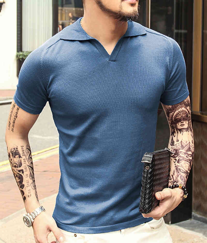 

Men' Polos Summer Men Tops Tees Short Sleeve Polo Shirt Knit Slim Brand Cotton ' Casual Shirts Size M -Xxl JA1K, Black