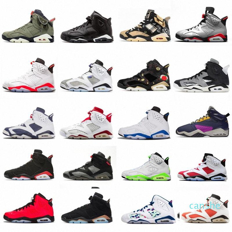 

fashion-Mens Women 6 Jump man Shoes 6s Carmine Travis British Khaki Midnight Navy Tech Chrome Infrared DMP Hare Gatorade Trainero