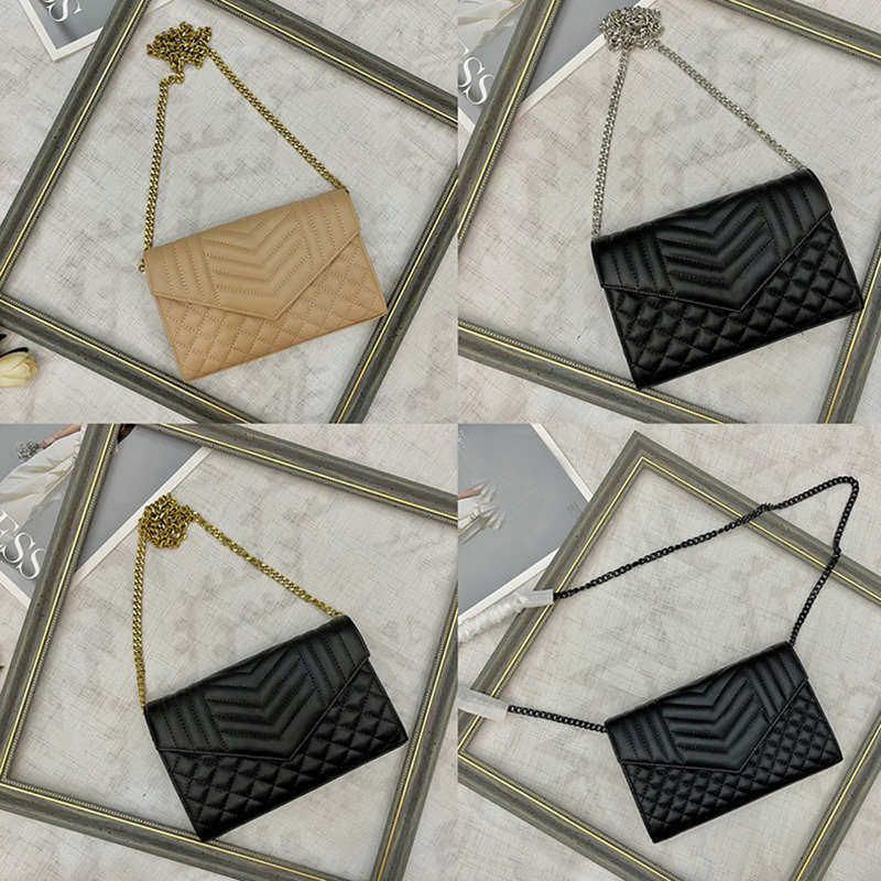 

Women Evening Bag Genuine Leather Handbag Original box case Purse clutch shoulder messenger cross body caviar lambskin Chain Bags, Black-caviar-silver hw