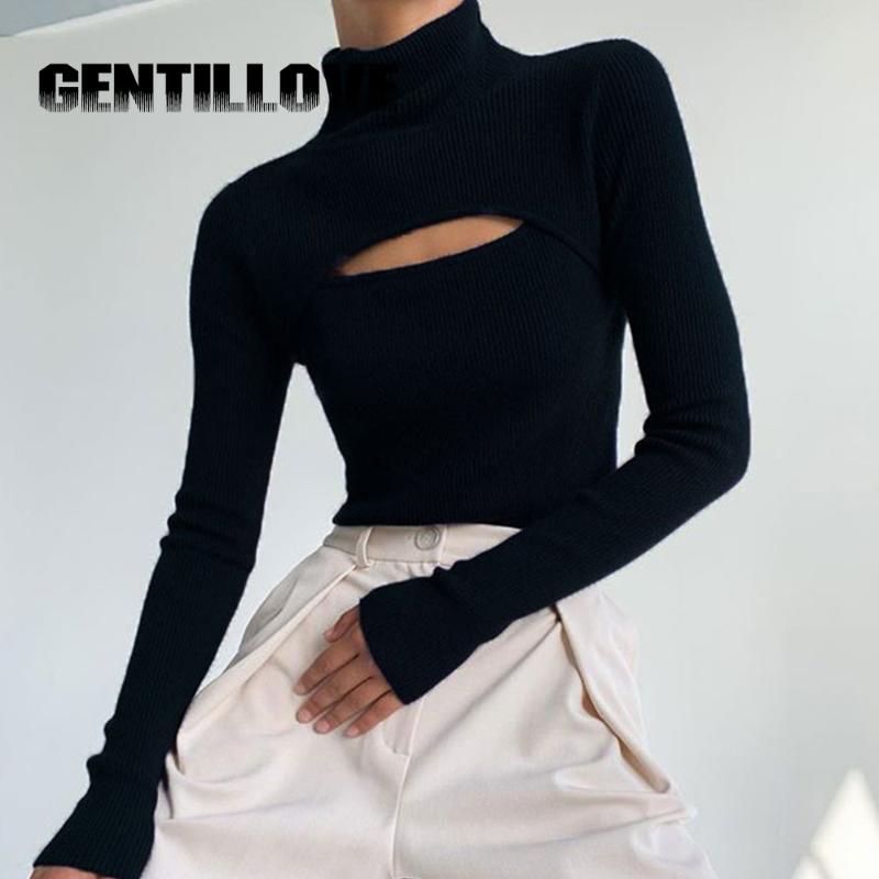 

Women' T-Shirt Sexy Hollow Out Women T-Shirts Female Long Sleeve Hole Skinny Elastic Cropped Solid Color Streetwear, Black