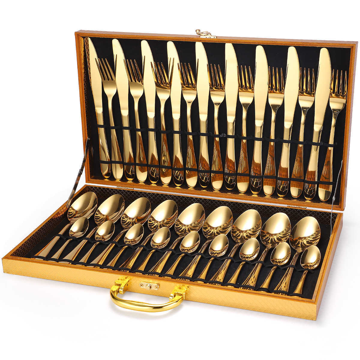 

36-Piece Set Stainless Steel Cutlery Gift Box. Cutlery Gift dishes and plates sets forks knives spoons rose gold flatware X0703