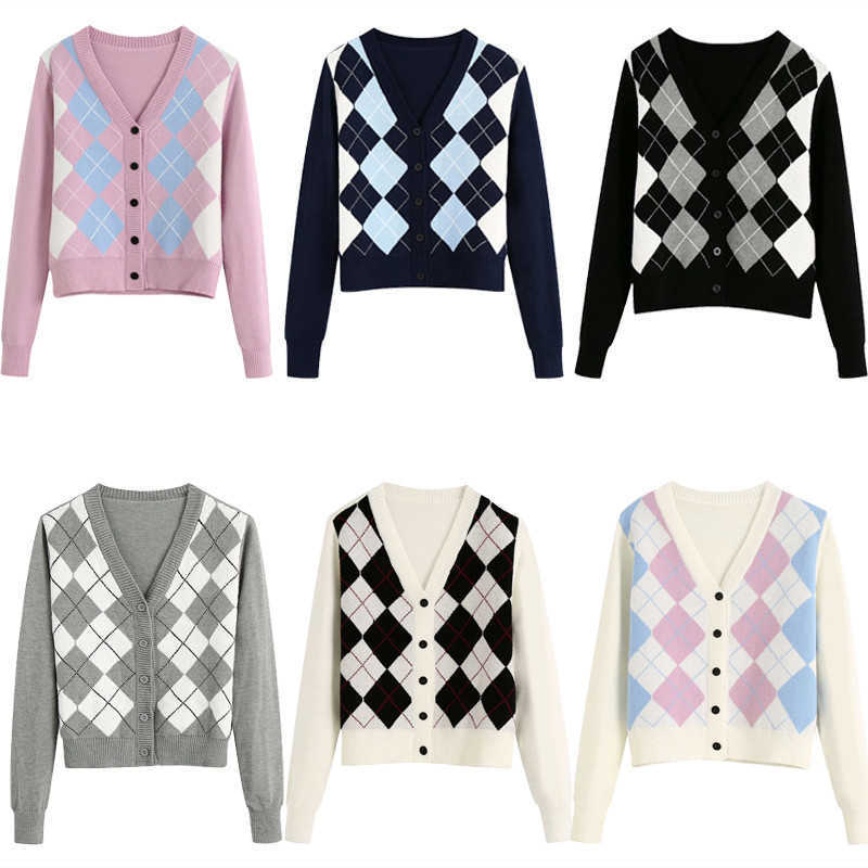 

Za Woman Autumn Knit Sweater Cardigan V-neck Long Sleeve Casual Knitted Coat Fashion Front Button Women Highstreet Slim Sweaters 210602