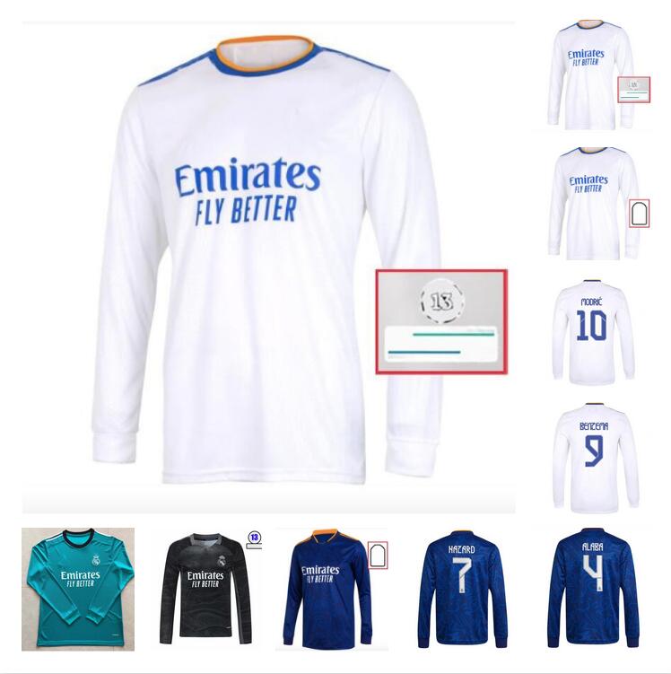 

long sleeve 2021 2022 Real Madrid Soccer Jerseys ASENSIO CASEMIRO MARCELO JAMES MODRIC JOVIC RAMOS HAZARD BENZEMA football shirt, 21/22