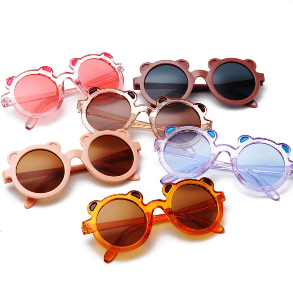 

sunglasses round frame transparent jelly color bear children's cute simple elastic plastic teeth Sunglasses, Blue