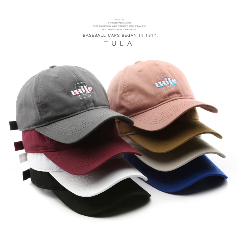 

Hat Mens Fashion Korean Style Trends Letter Embroidery Curved Brim Baseball Cap Outdoor Womens Travel Sun Protection Sun-Poof Peaked Cap, Black