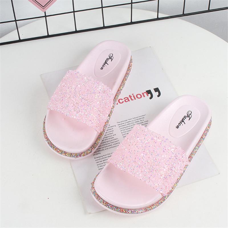 

Slippers Summer Women's Shoes Multicolor Sandals Bling Pink Slides Beautiful Beach Outdoor Spring Flip-flops Jelly BRP3, As shown