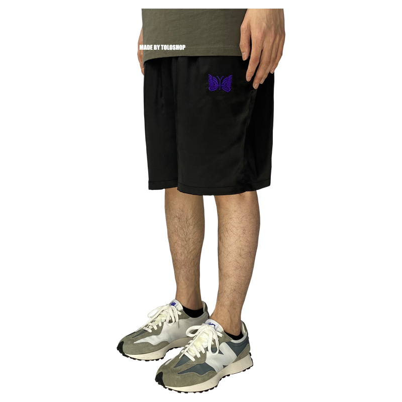 

SS needles basketball 21 loose / casual men's and women's silk quick drying butterfly Embroidered Shorts, White;black