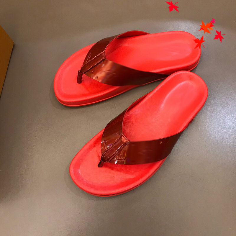 

2021 Designer luxurys slippers men sandals fashion beach shoes flip flops flat non-slip classical hole slipper with box size 39-45 -G129, Red