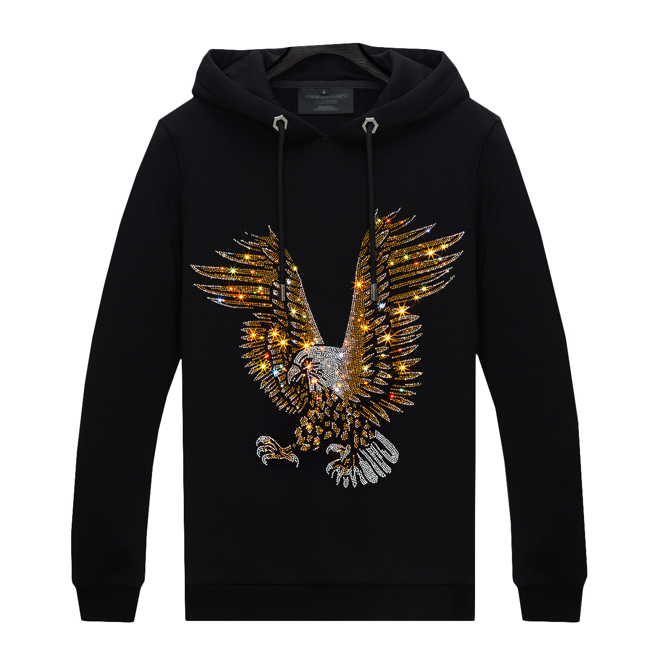 

Casual Crewneck Sweatshirt for Men Women Hoodie Pullover with Rhinestone Designs - Black Long Sleeves Winter Tops Vintage, 173
