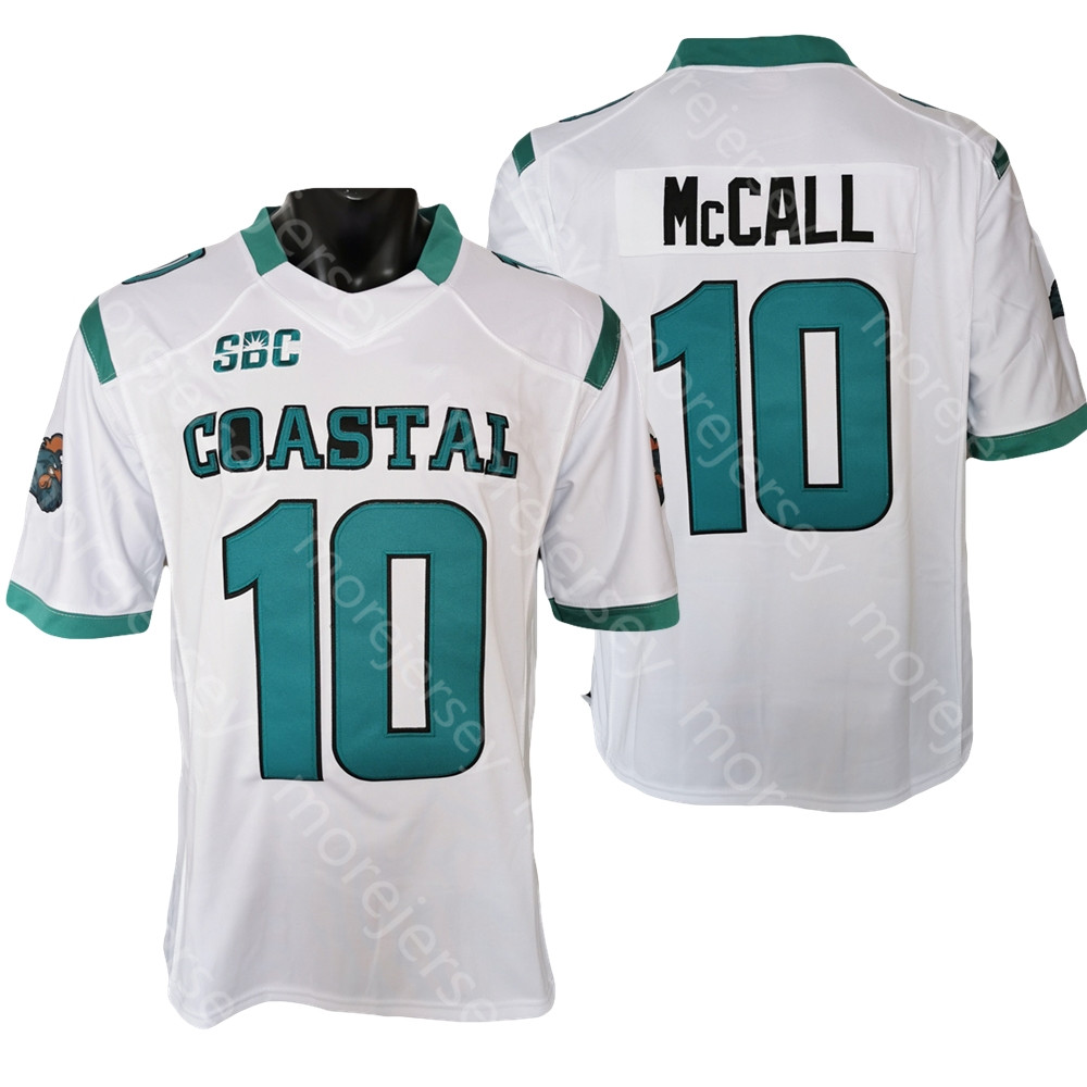

NCAA College Coastal Carolina Chanticleers Football Jersey Grayson McCall White Size -3XL All Stitched Embroidery, As pic
