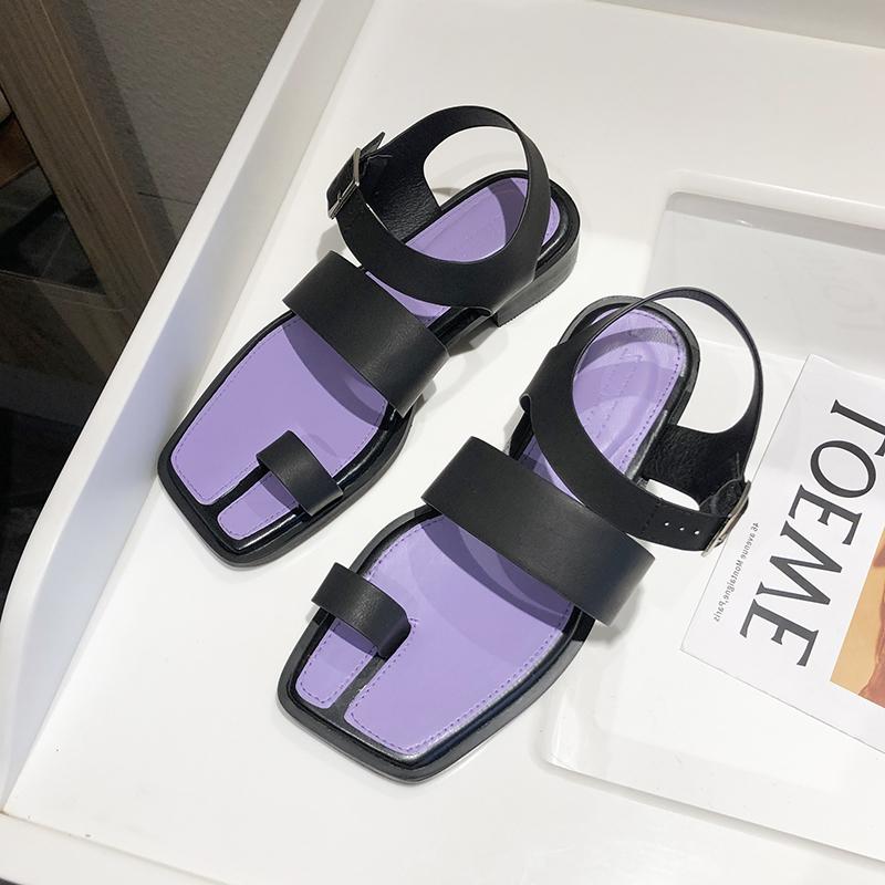 

Designer Summer Women Luxury Purple Thong Sandals Girls Beach Patchwork Heels Roman Shoes Outdoor Ins Casual Ankle Strap Slip On, White