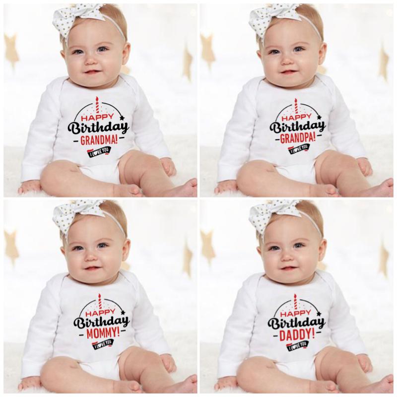 

Jumpsuits Funny Graphic Printed Bodysuits One Piece Baby Grow For Infant Toddler Boys Girls - Happy Birthday Daddy/momy I Love You, Sn31-lrpwh-