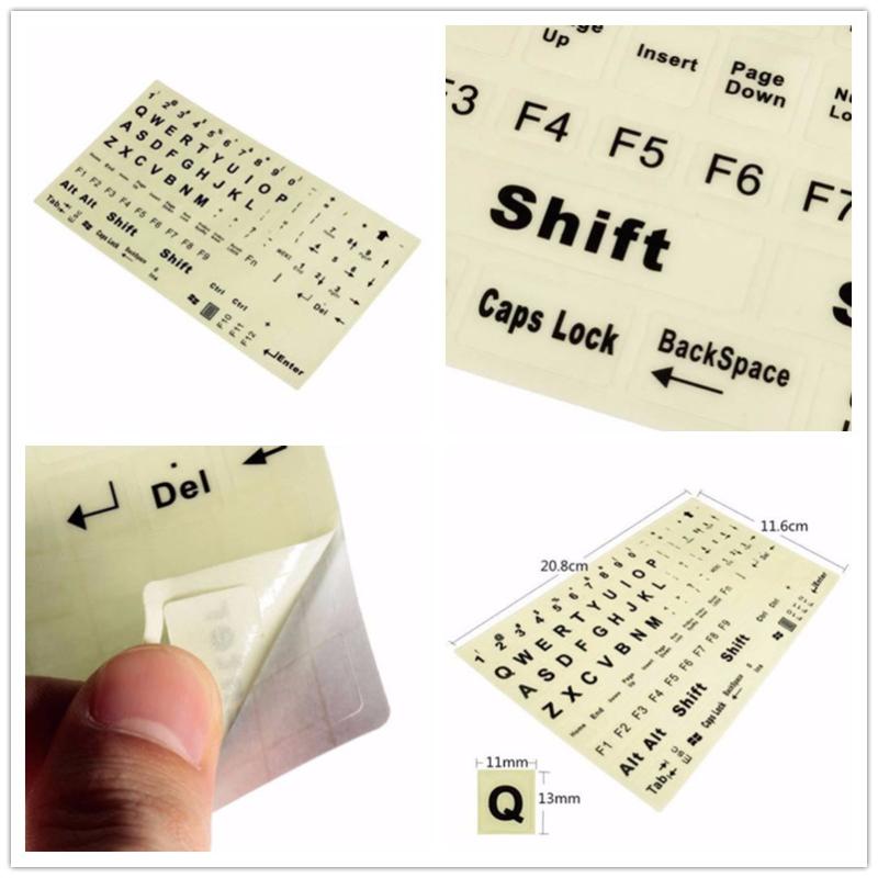 

Keyboard Covers 1PC Luminous English Standard Sticker General PC Laptop Fluorescent Cover Full Large Letter
