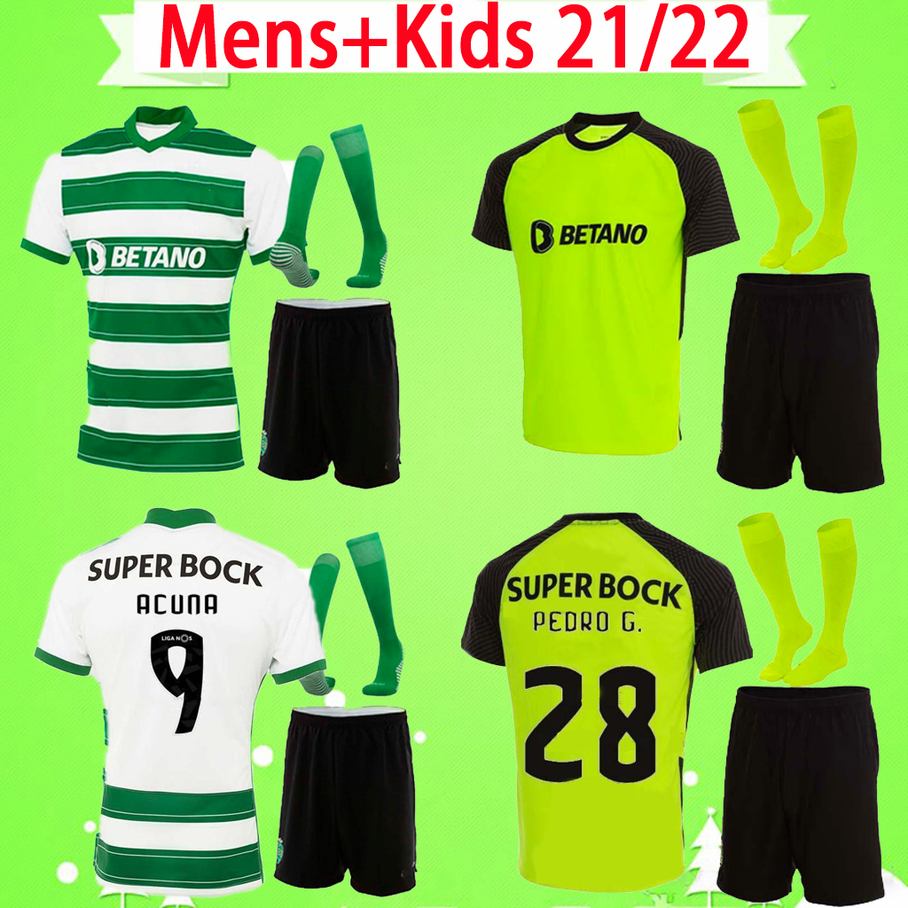 

Adult + Kids kit with shorts SCP Lisbon 21 22 Soccer Jerseys boys sets Sporting Clube de 2021 2022 PHELLYPE B.FERNANDES S.COATES Lisboa C.Ronaldo Men suit football shirt