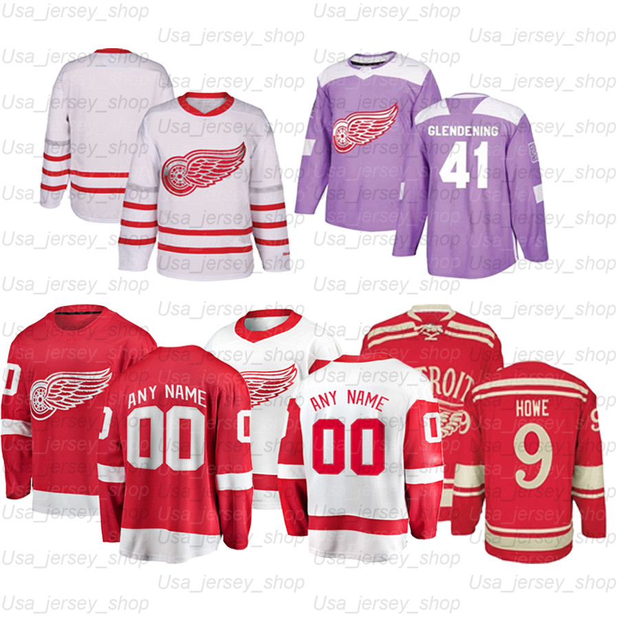 

Custom Detroit Red Wings hockey Jerseys 13 Pavel Datsyuk 91 Sergei Fedorov 19 Yzerman 9 Gordie Howe 39 Anthony Mantha, Black;red