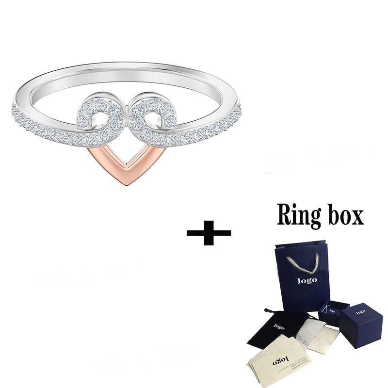 Cluster Rings SWA 2021 Classic MY HERO Ring Shining Heart-shaped Gold Hoop Pattern Crystal Ladies For Friends Fashion Jewelry