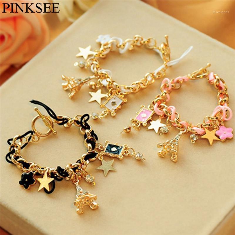 

Charm Bracelets PINKSEE Charming Dangles 3 Colors Crystal Metal For Women Fashion Lucky Jewelry Gift Pulsera De Mujer1