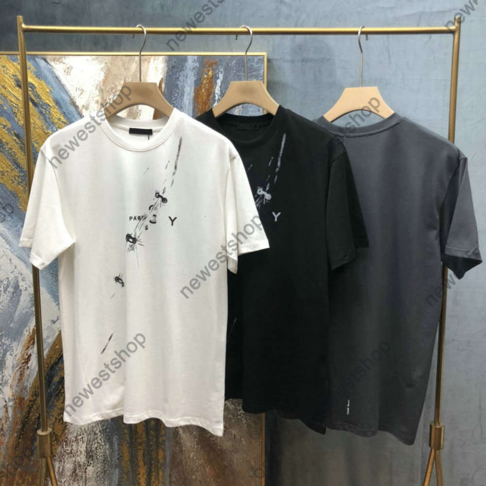 

2021 New luxury Classic letter Print tshirt Mens Couple Solid Color Breathable Hand painted graffiti print t shirts Casaul Designer T-Shirt, White;black