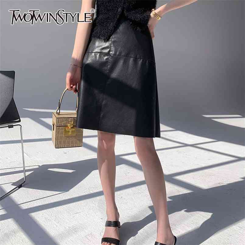 

Black PU Leather Skirt For Women High Waist Slim Solid Mini Skirts Female Fashion Clothing Summer 210521