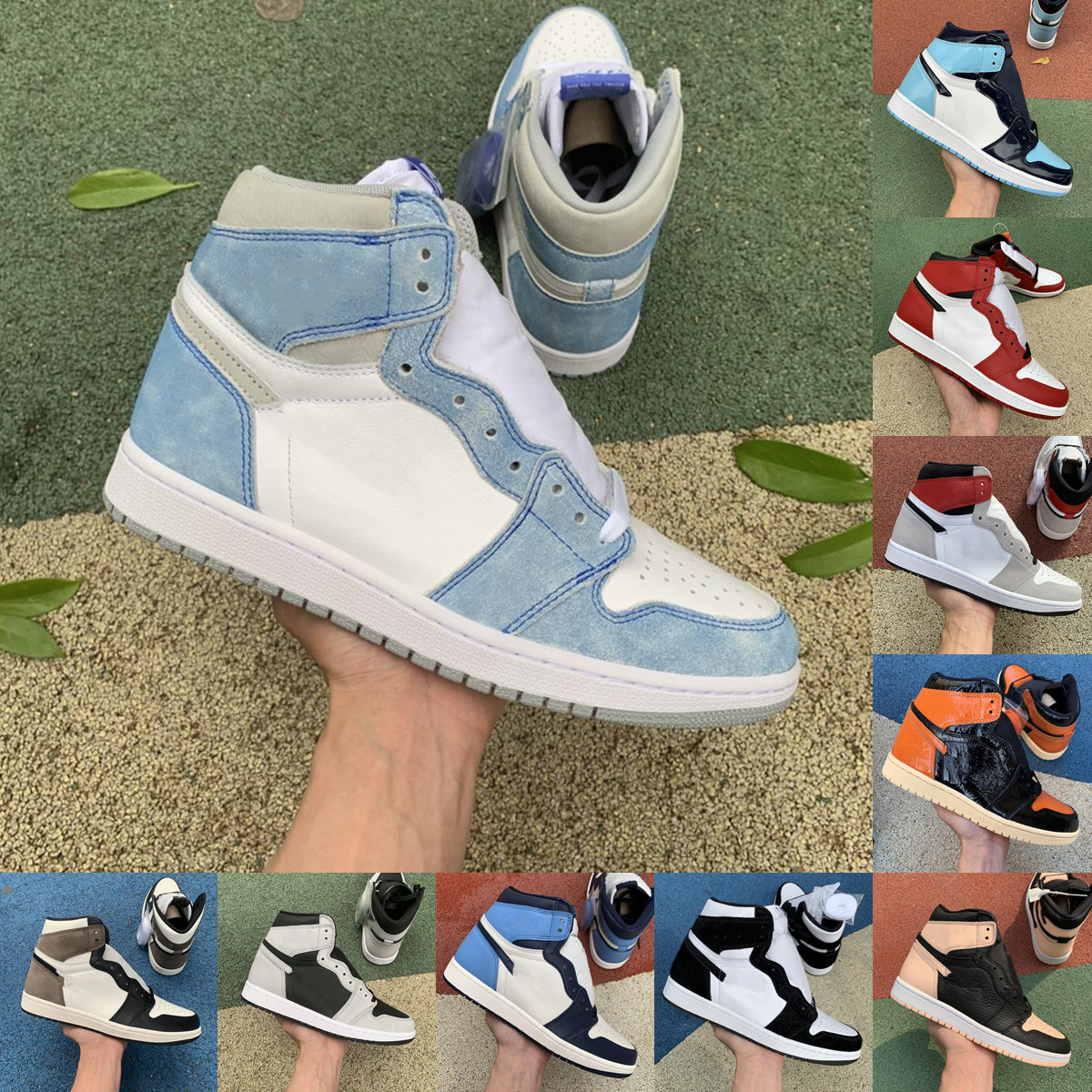 

Wholesale men women 1 1s basketball shoes Obsidian UNC Shattered Backboard 3.0 Court Purple White mens sneakers Light Smoke Grey Dark Mocha