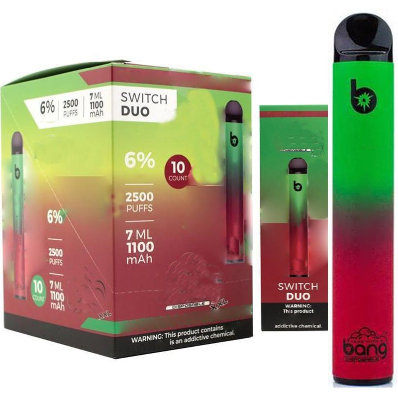 

Bang Switch Duo 6% Salt Dual Color Cigarettes Device Vape Pen 2500 Puffs Disposable E Cig 1100mAh Battery 7ml Pods Prefilled Super Taste