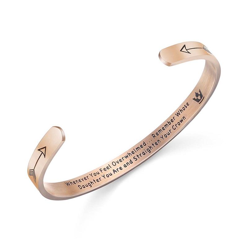 

Bangle Stainless Steel Jewelry Gift For Sister Whenever You Feel Overwhelmed Remember Whose Daughter...... Crown