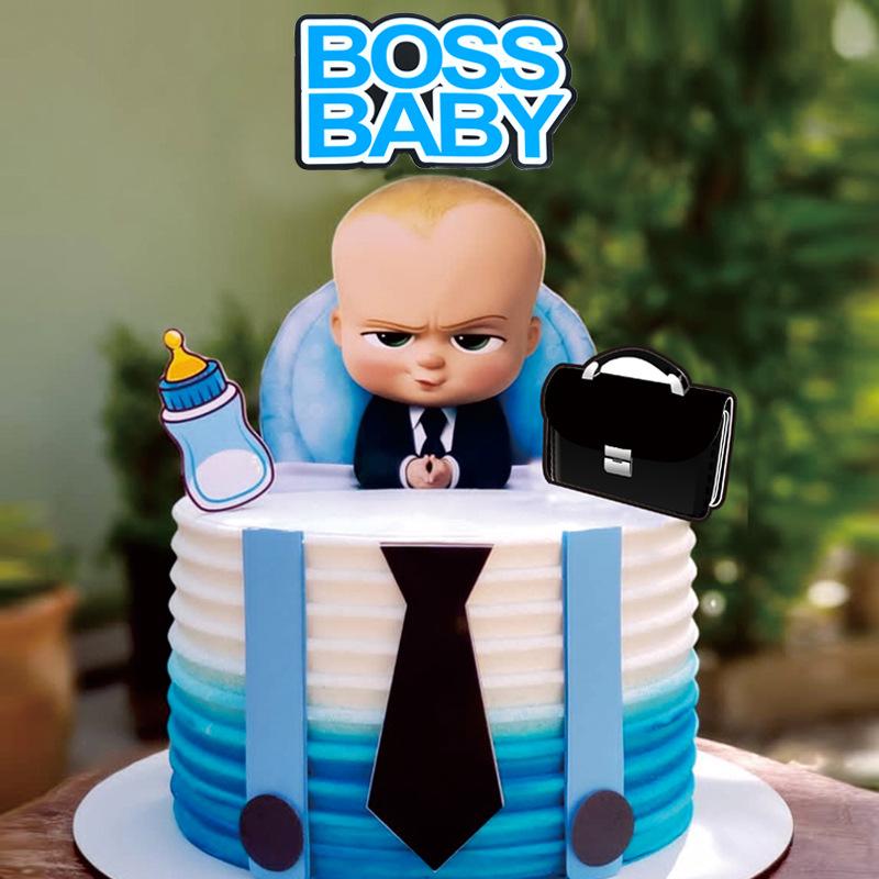 

Other Festive & Party Supplies Baking Cake Decoration Birthday BOSS Little Plug-in Baby Bottle Tie Briefcase Card