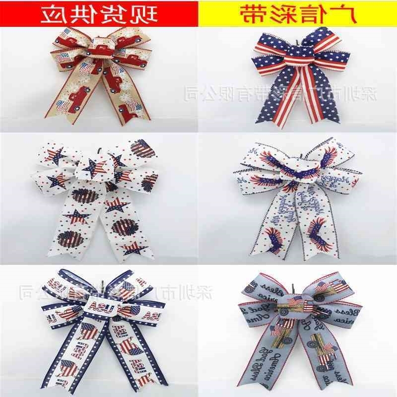 

Independence American Guangxin patriotic ribbon red white blue National Day Flag bow