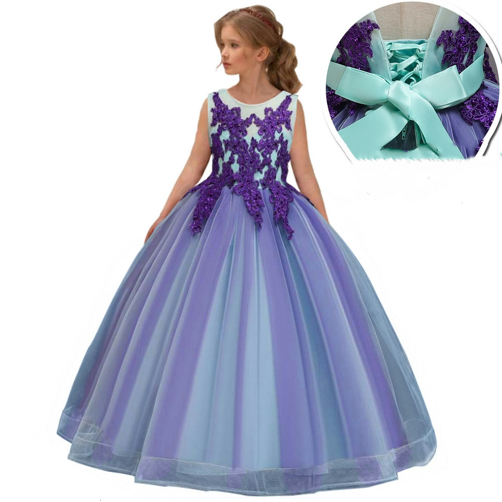 Girl&#039;s Girls Wedding Kids Dresses For Girl Party Lace Summer Teenage Children Princess Bridesmaid Dress 8 10 12 14 Years C0228-image-689082564