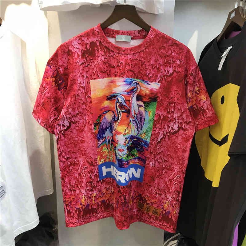 

Color splash ink paint printing style trend short sleeve T-shirt men's and women's wear, White;black