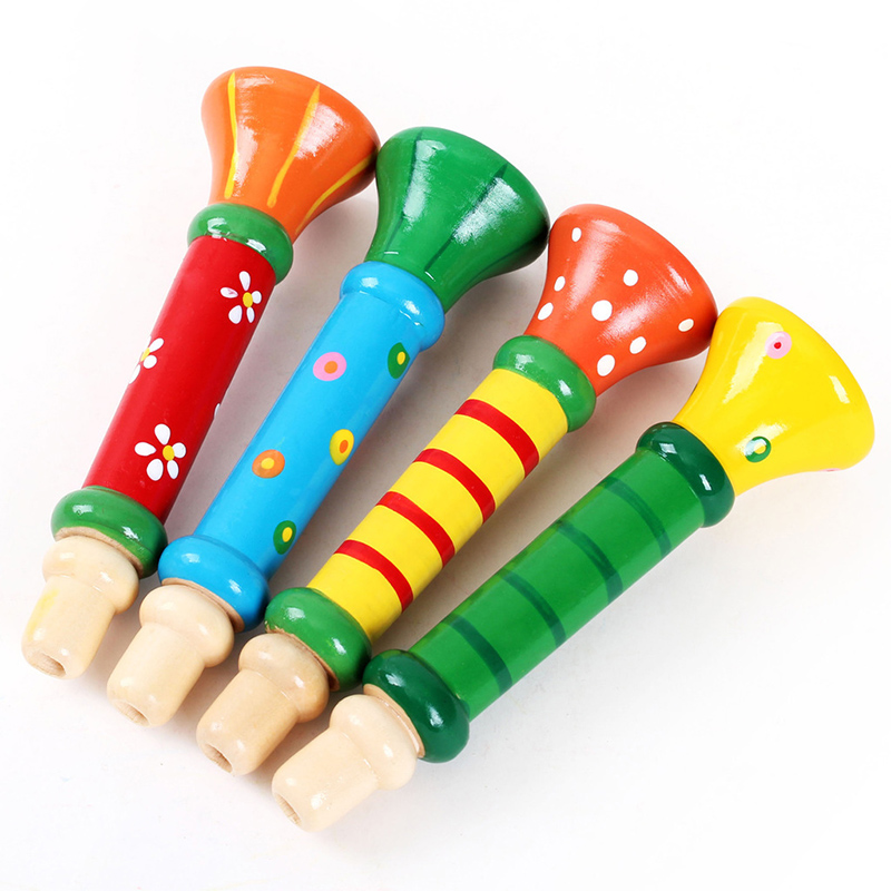 

1Pcs Colorful Noise Maker Wooden Trumpet Buglet Hooter Bugle Education Toy for Kid Musical Instruments Kids Toys