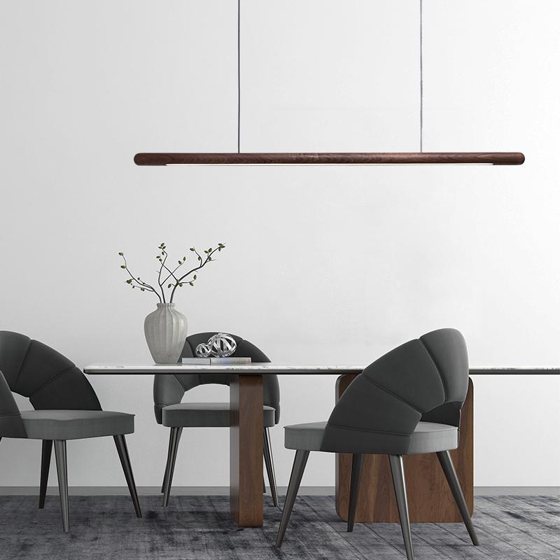 

Pendant Lamps Nordic Solid Wood LED Lamp Bedroom Kitchen Light Hanging Circular Long Strip Modern Lights For Living Dining Room