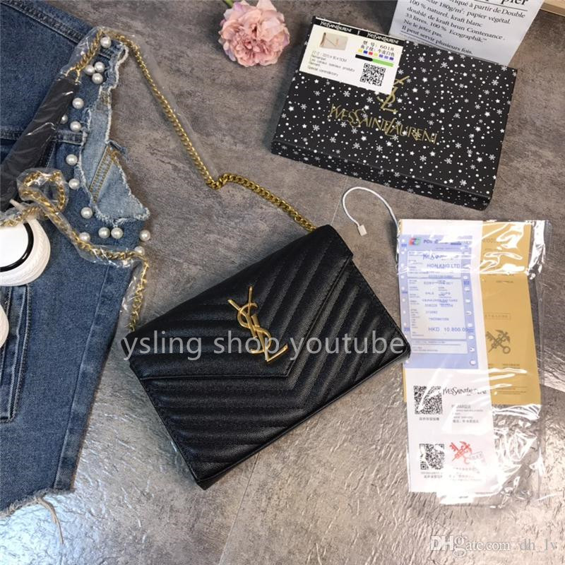 

YB1 YSLING bag Yves&#132Saint&#132laurent YSL&#13bag Classic rhombus chain leather Luxury shoulder caviar ENVELOPE bags designers handbag clutch, High-quality