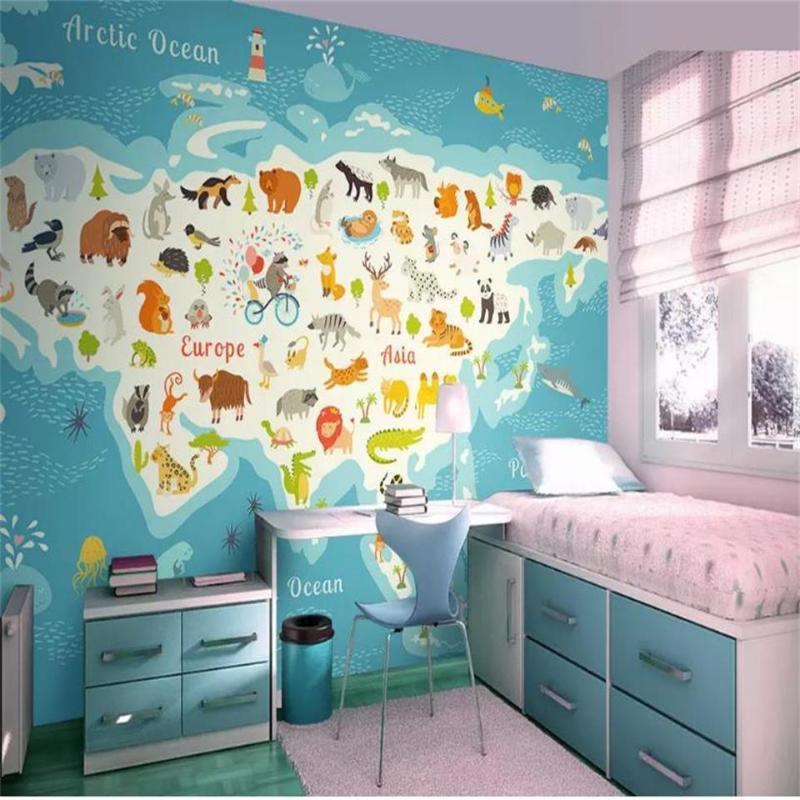 

Custom 3D Po Wallpaper Mural Room Sofa TV Backdrop Map Of Asia Animal Sea Kids Bed Picture Wallpapers
