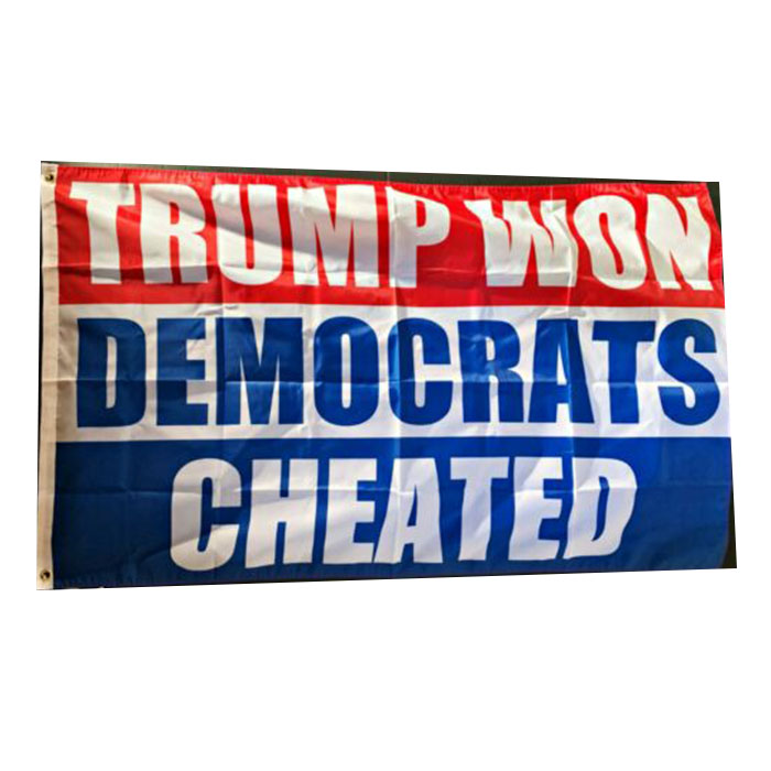 

Trump Won Democrats Cheated Red-White-Blue Flag Vivid Color UV Fade Resistant Double Stitched Decoration Banner 90x150cm Digital Print Wholesale