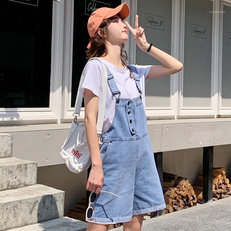 

Women's Jumpsuits & Rompers Summer 2021 Fashion Wowen Cotton Denim Bodysuit Casual Multi-pocket Strappy Jumpsuit Playsuit, Blue