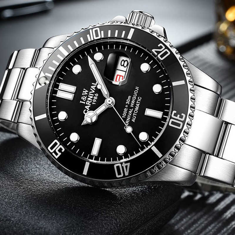 

Wrist watch Ghost Series Dive Automatic CARNIVAL Fashion Sport Mechanical Watch Men Sapphire Calendar Luminous Waterproof Montre homme, Silver red