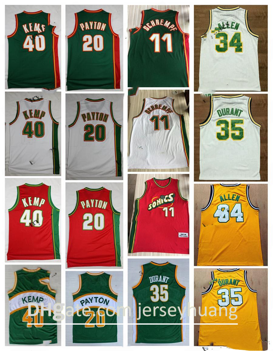 

NCAA Vintage 20 The Glove Gary Payton Kevin Durant 40 Reign Man Shawn Kemp 11 Detlef Schrempf Ray Allen Red Green Basketball Jersey, Black