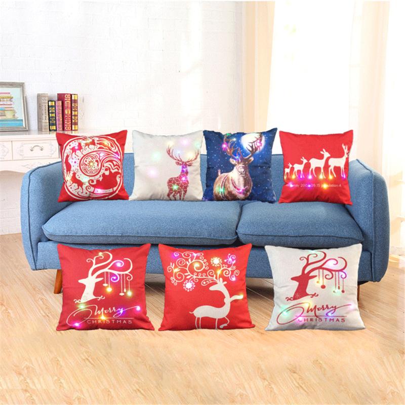 

Cushion/Decorative Pillow Classical Xmas Cushion Cover LED Merry Christmas Santa Claus Home Decorative Pillows For Sofa Gift Xm Greetings, 005