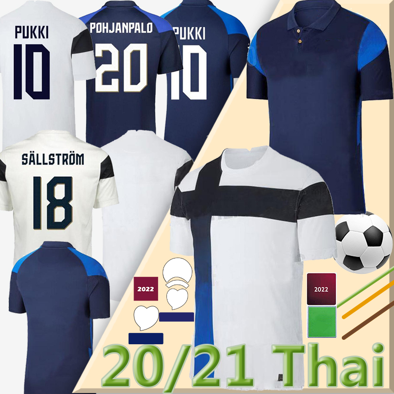 

2021 Finland National Team Soccer Jerseys European cup PUKKI SKRABB RAITALA JENSEN Suomi Home White Men Football Shirts Uniform -2XL, Fenlan away