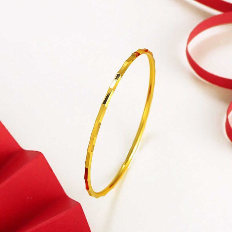 

Mxgxfam Fashion Small Bangles for Women Jewelry 60 Mm 24 k Pure Gold Color Hot Buy Q0719