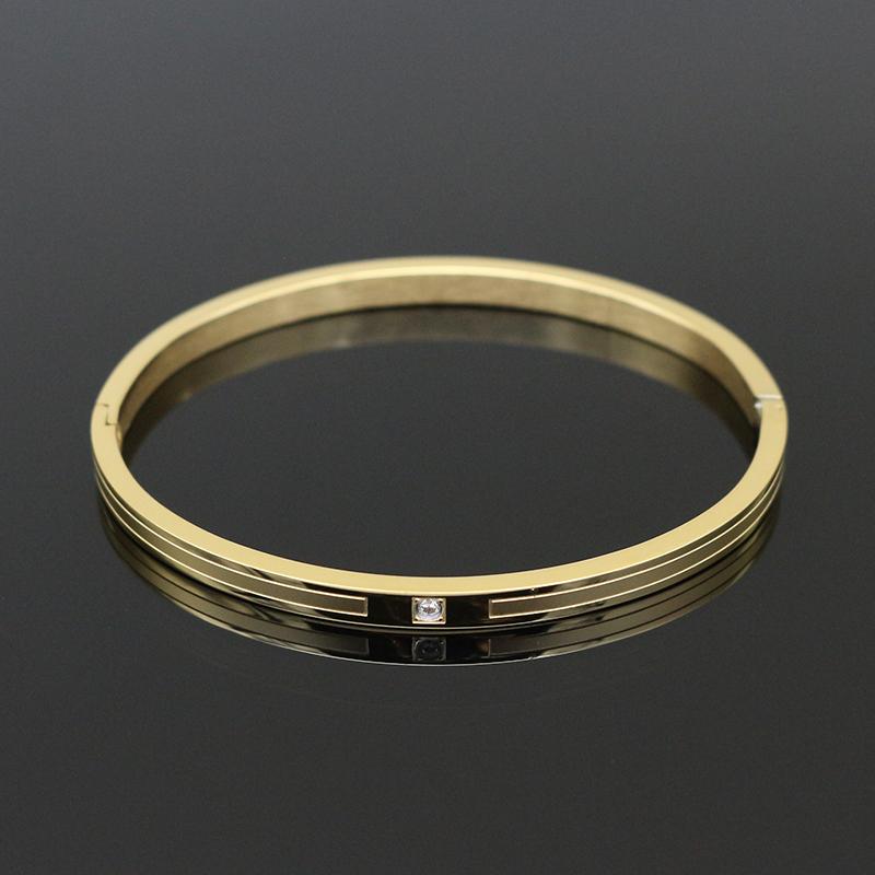 

Bangle Design 4MM/6MM Gold/Rose Gold Color Stainless Steel Crystal Bracelet Women Bracelets & Bangles Fashion Jewelry