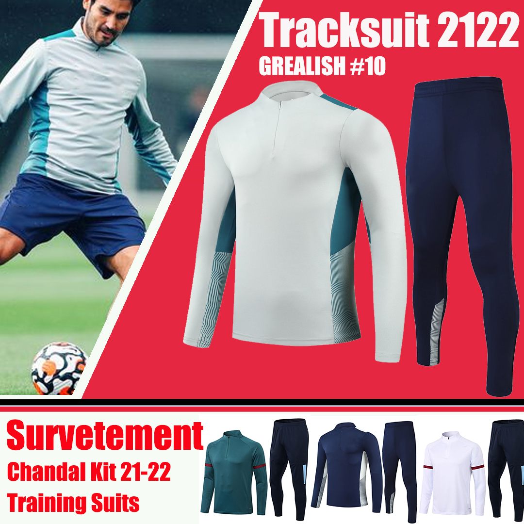 

2021 2022 Manchester Tracksuits MAN GREALISH CITY STERLING DE BRUYNE FODEN Soccer jacket Survetement 21/22 maillot foot Long Sleeve Football kit Training Suit, 21-22 city gray
