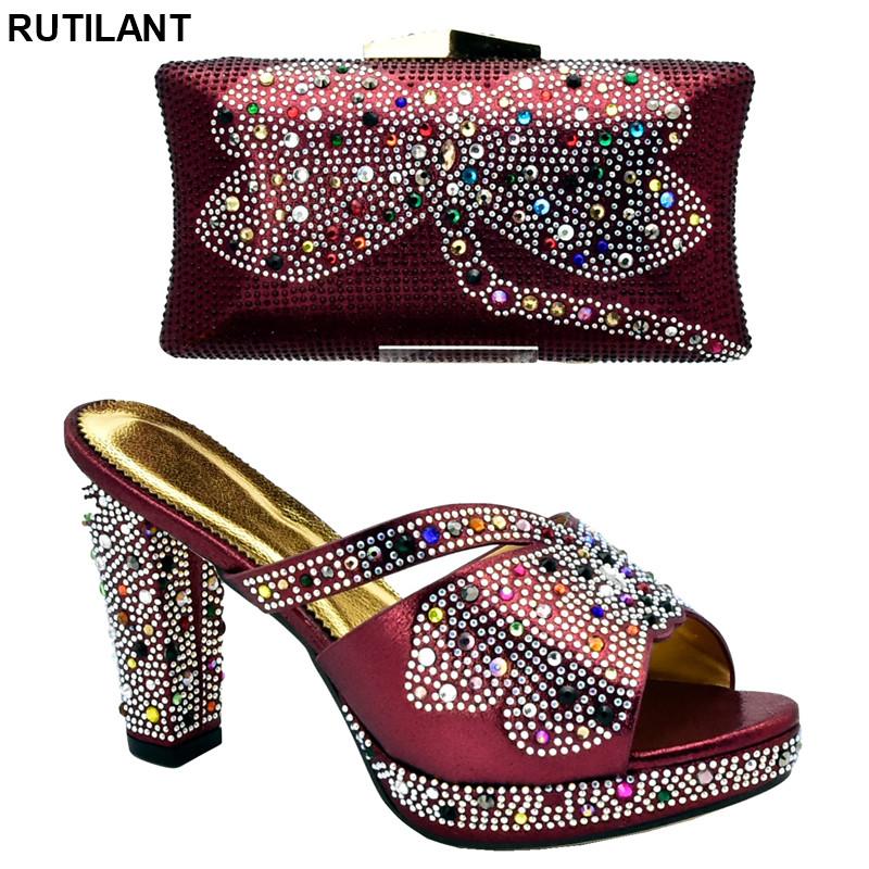 

Fashion Matching Shoes And Bag Set In Heels Italian Shoe For Party Women Nigerian Pumps Dress, Black