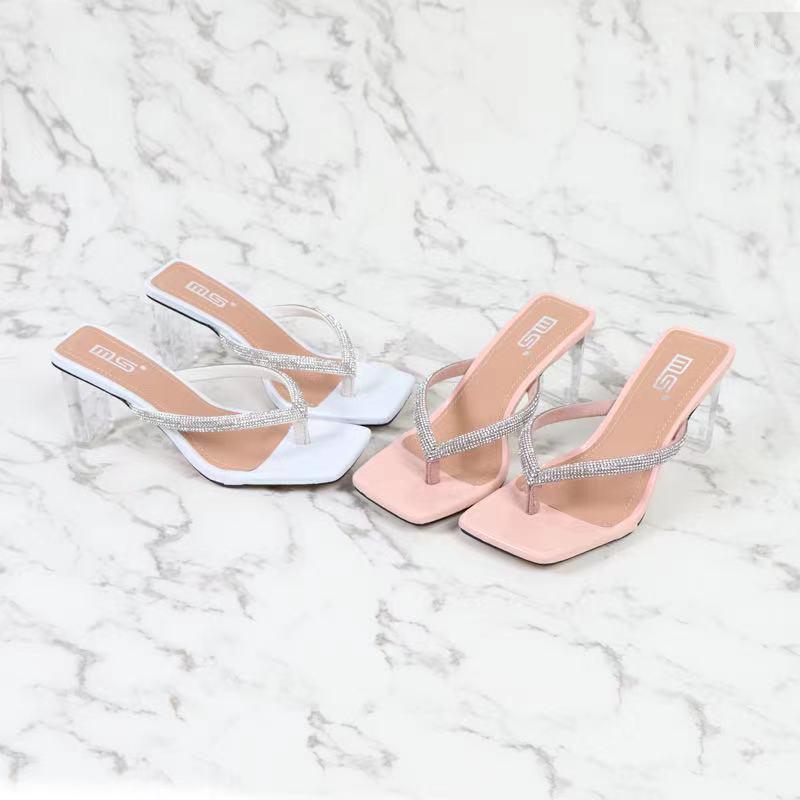 

Dress Shoes Square Toe High-heeled Euro-2021 Summer Web Celebrity Fashion Sandals Women Feel Transparent With Thick Heel, Black